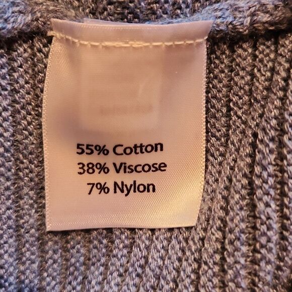 Sahalie Mock Neck Oversized Ribbed Knit Sweater, Medium, Blue - Picture 6 of 7